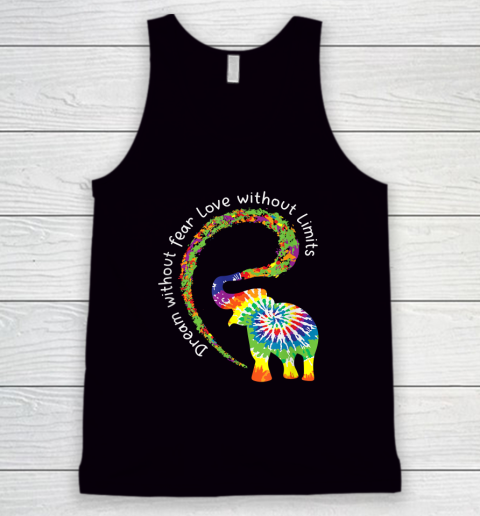 Dream Without Fear Love Elephant LGBT Pride Tie Dye Tank Top
