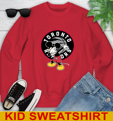 Toronto Raptors NBA Basketball Dabbing Mickey Disney Sports Youth Sweatshirt 8