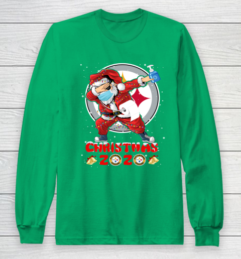 Pittsburgh Steelers Funny Santa Claus Dabbing Christmas 2020 NFL Long Sleeve T-Shirt 4