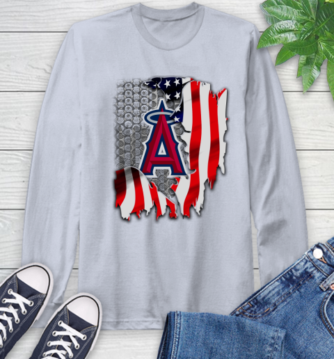 Los Angeles Angels MLB Baseball American Flag Long Sleeve T-Shirt 6