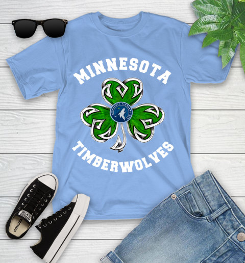 NBA Minnesota Timberwolves Three Leaf Clover St Patrick's Day Basketball Sports Youth T-Shirt 15