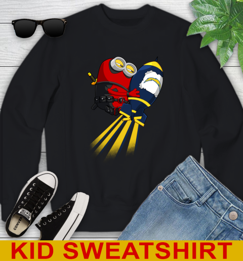 NFL Football Los Angeles Chargers Deadpool Minion Marvel Shirt Youth Sweatshirt