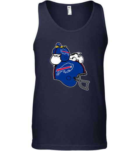 4psw snoopy and woodstock resting on buffalo bills helmet unisex tank 17 front navy
