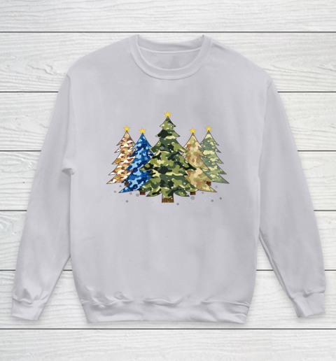 Camo Print Christmas Trees with Camouflage Print Xmas Youth Sweatshirt 3