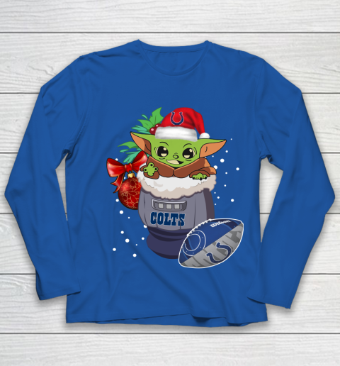 Indianapolis Colts Christmas Baby Yoda Star Wars Funny Happy NFL Youth Long Sleeve 9