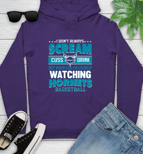 Charlotte Hornets NBA Basketball I Scream Cuss Drink When I'm Watching My Team Youth Hoodie 5