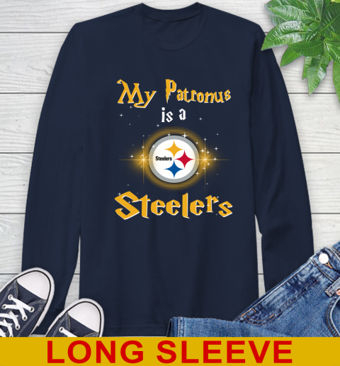 NFL Football Harry Potter My Patronus Is A Pittsburgh Steelers Long Sleeve T-Shirt 3