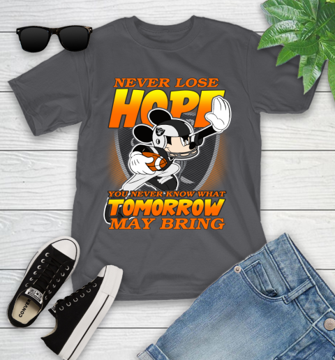 Oakland Raiders NFL Football Mickey Disney Never Lose Hope Youth T-Shirt 6