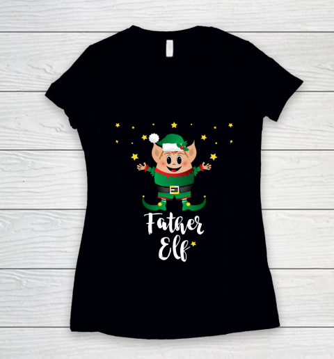 Father's Day Funny Gift Ideas Apparel  Father Elf Squad  Elves Xmas Christmas Group Outfits T Shir Women's V-Neck T-Shirt