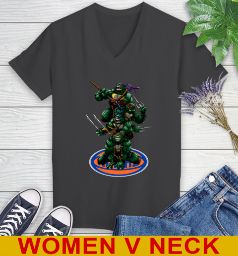 NBA Basketball New York Knicks Teenage Mutant Ninja Turtles Shirt Women's V-Neck T-Shirt - Image 10