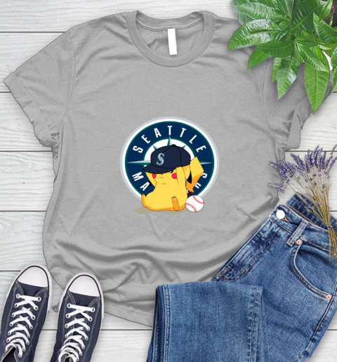 MLB Pikachu Baseball Sports Seattle Mariners Women's T-Shirt 5