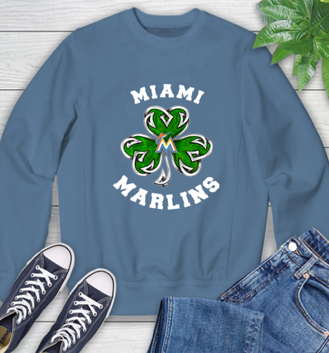 MLB Miami Marlins Three Leaf Clover St Patrick's Day Baseball Sports Sweatshirt 8