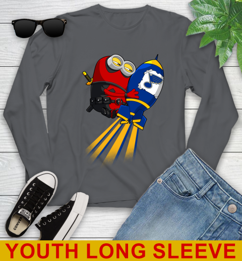 NHL Hockey St.Louis Blues Deadpool Minion Marvel Shirt Youth Long Sleeve 9