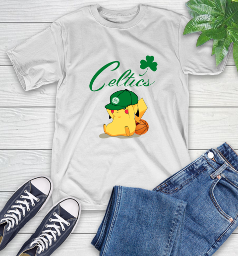 NBA Pikachu Basketball Sports Boston Celtics T-Shirt