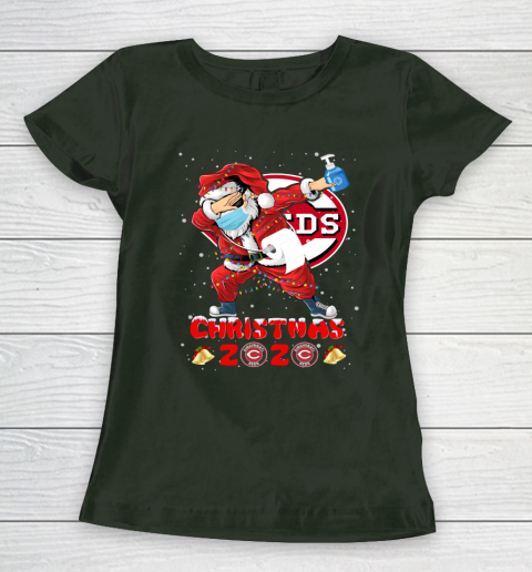 Cincinnati Reds Funny Santa Claus Dabbing Christmas 2020 MLB Women's T-Shirt 4