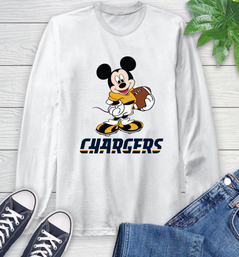 NFL Football Los Angeles Chargers Cheerful Mickey Mouse Shirt Long Sleeve T-Shirt 2