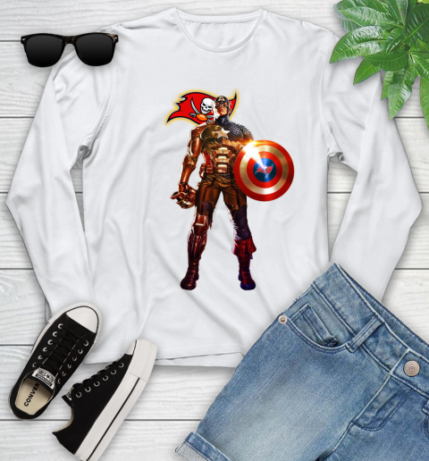 NFL Captain America Marvel Avengers Endgame Football Sports Tampa Bay Buccaneers Youth Long Sleeve