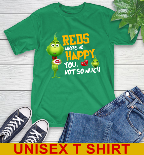 MLB Cincinnati Reds Makes Me Happy You Not So Much Grinch Baseball Sports T-Shirt 7