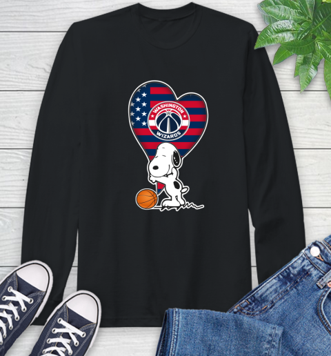 Washington Wizards NBA Basketball The Peanuts Movie Adorable Snoopy Long Sleeve T-Shirt 2
