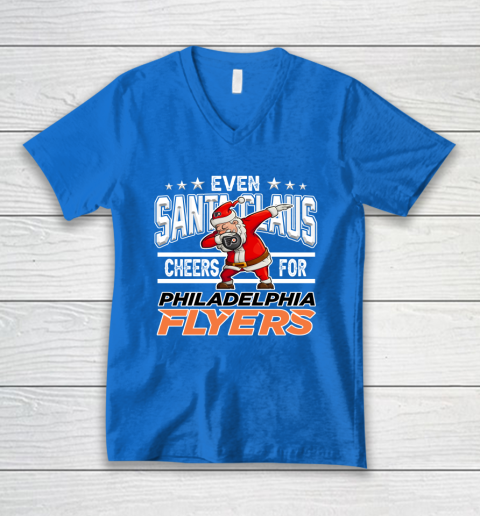 Philadelphia Flyers Even Santa Claus Cheers For Christmas NHL V-Neck T-Shirt 5