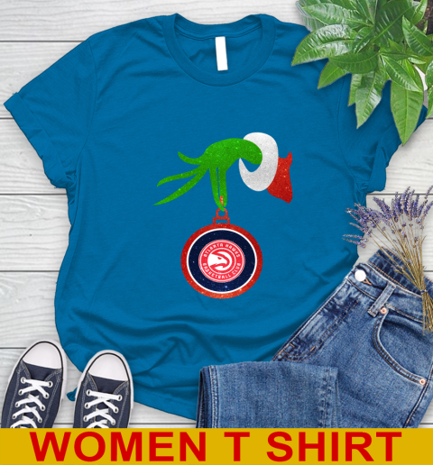Atlanta Hawks Grinch Merry Christmas NBA Basketball Women's T-Shirt 7