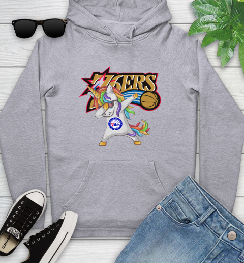 Philadelphia 76ers NBA Basketball Funny Unicorn Dabbing Sports Youth Hoodie 6