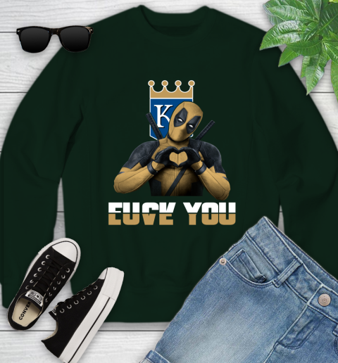 MLB Kansas City Royals Deadpool Love You Fuck You Baseball Sports Youth Sweatshirt 9