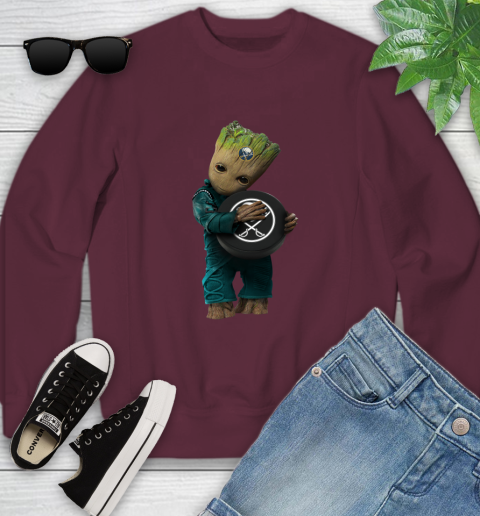 NHL Groot Guardians Of The Galaxy Of The Galaxy Hockey Sports Buffalo Sabres Youth Sweatshirt 5