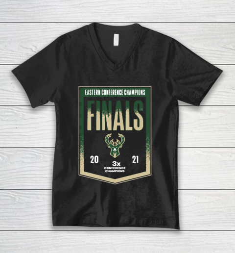 Bucks Eastern Coference Finals 2021 3x Champions V-Neck T-Shirt