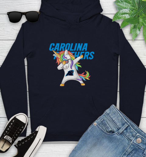 Carolina Panthers NFL Football Funny Unicorn Dabbing Sports Youth Hoodie 4
