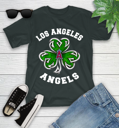 MLB Los Angeles Angels Three Leaf Clover St Patrick's Day Baseball Sports Youth T-Shirt 6