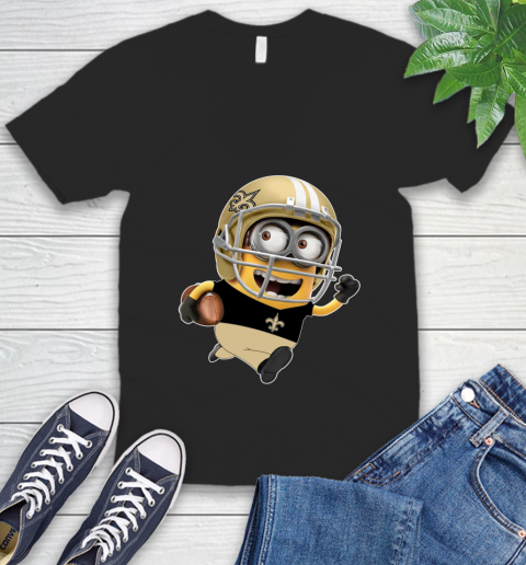 NFL New Orleans Saints Minions Disney Football Sports V-Neck T-Shirt 2