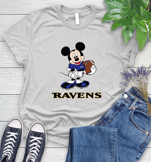 NFL Football Baltimore Ravens Cheerful Mickey Mouse Shirt Women's T-Shirt 2