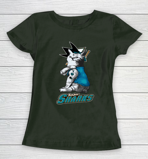 NHL My Cat Loves San Jose Sharks Hockey Women's T-Shirt 4
