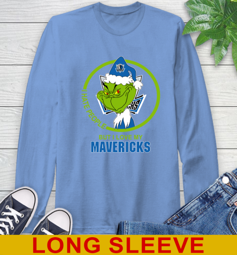 Dallas Mavericks NBA Christmas Grinch I Hate People But I Love My Favorite Basketball Team Long Sleeve T-Shirt 11