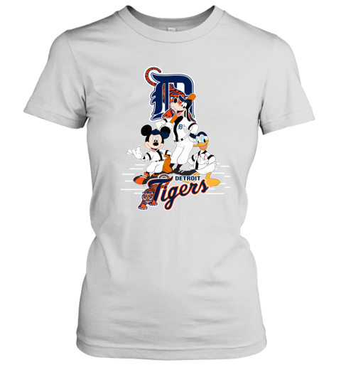 Detroit Tigers Mickey Donald And Goofy Baseball Women's T-Shirt