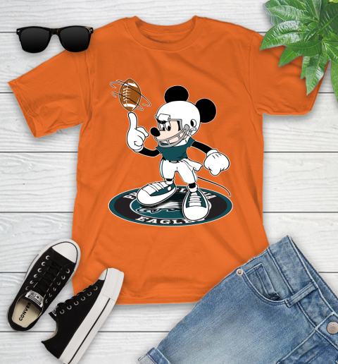 NFL Football Philadelphia Eagles Cheerful Mickey Disney Shirt Youth T-Shirt 7