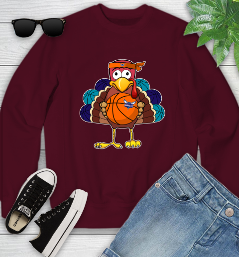Charlotte Hornets Turkey thanksgiving day Youth Sweatshirt 5