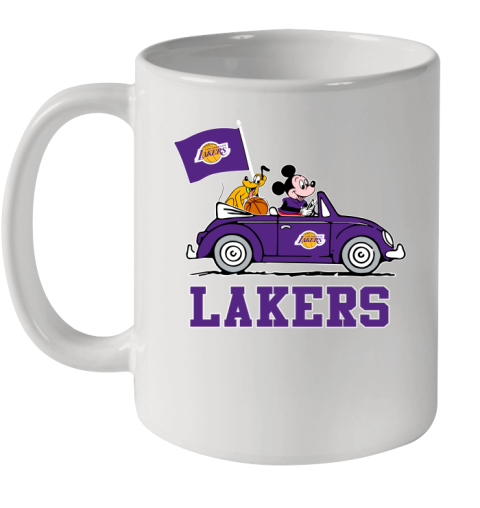 NBA Basketball Los Angeles Lakers Pluto Mickey Driving Disney Shirt Ceramic Mug 11oz