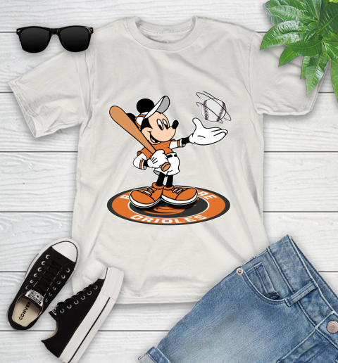 MLB Baseball Baltimore Orioles Cheerful Mickey Disney Shirt Youth T-Shirt 12