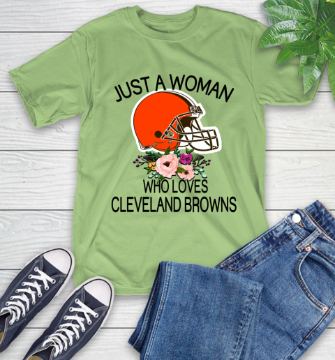 NFL Just A Woman Who Loves Cleveland Browns Football Sports T-Shirt 9