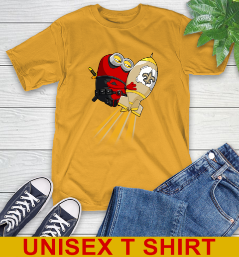 NFL Football New Orleans Saints Deadpool Minion Marvel Shirt T-Shirt 2