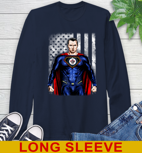 NHL Hockey Winnipeg Jets Superman DC Shirt Long Sleeve T-Shirt 3