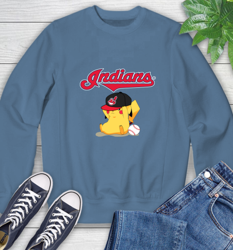 MLB Pikachu Baseball Sports Cleveland Indians Sweatshirt 7