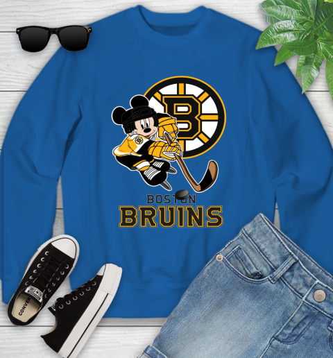 NHL Boston Bruins Mickey Mouse Disney Hockey T Shirt Youth Sweatshirt 8