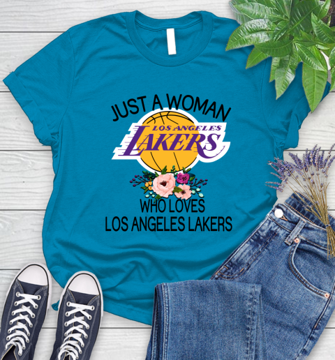 NBA Just A Woman Who Loves Los Angeles Lakers Basketball Sports Women's T-Shirt 5