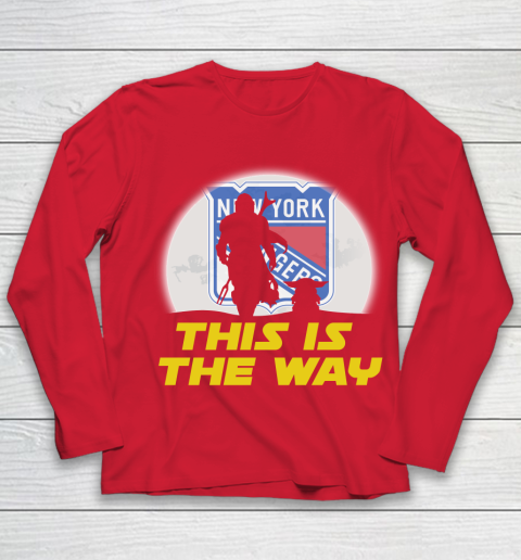 New York Rangers NHL Ice Hockey Star Wars Yoda And Mandalorian This Is The Way Youth Long Sleeve 8