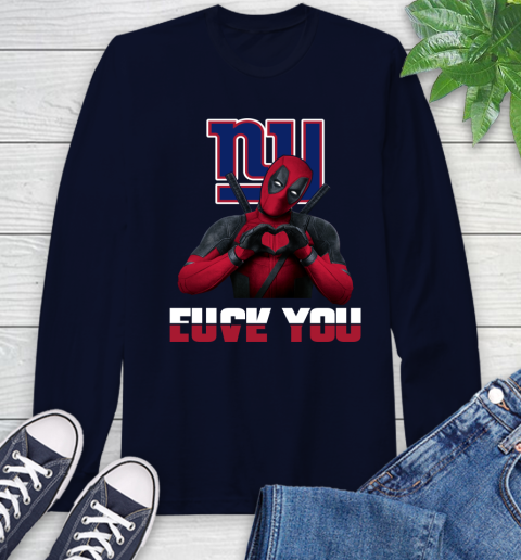 NHL New York Giants Deadpool Love You Fuck You Football Sports Long Sleeve T-Shirt 3