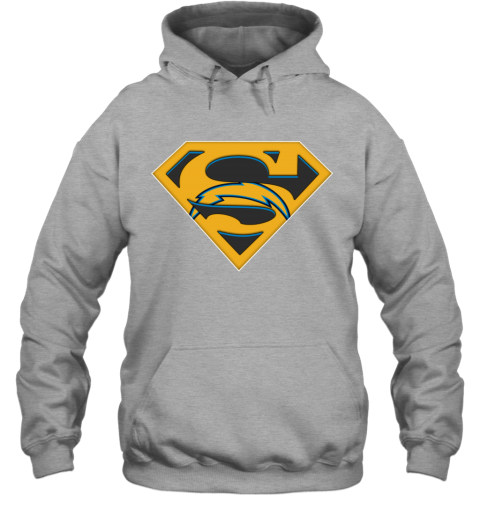 NFL Los Angeles Chargers LOGO Superman n9ls nfl los angeles chargers logo superman hoodie 23 front sport grey