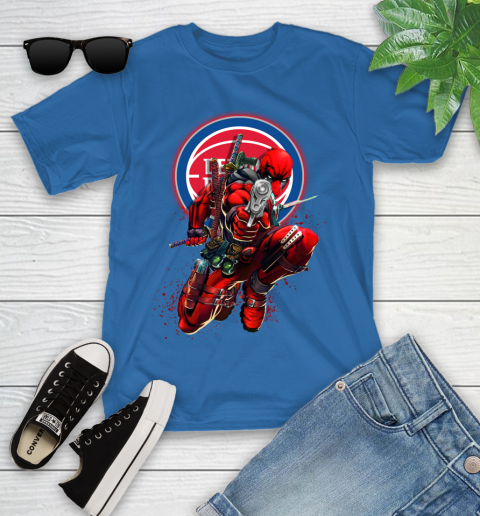 NBA Deadpool Marvel Comics Sports Basketball Detroit Pistons Youth T-Shirt 9